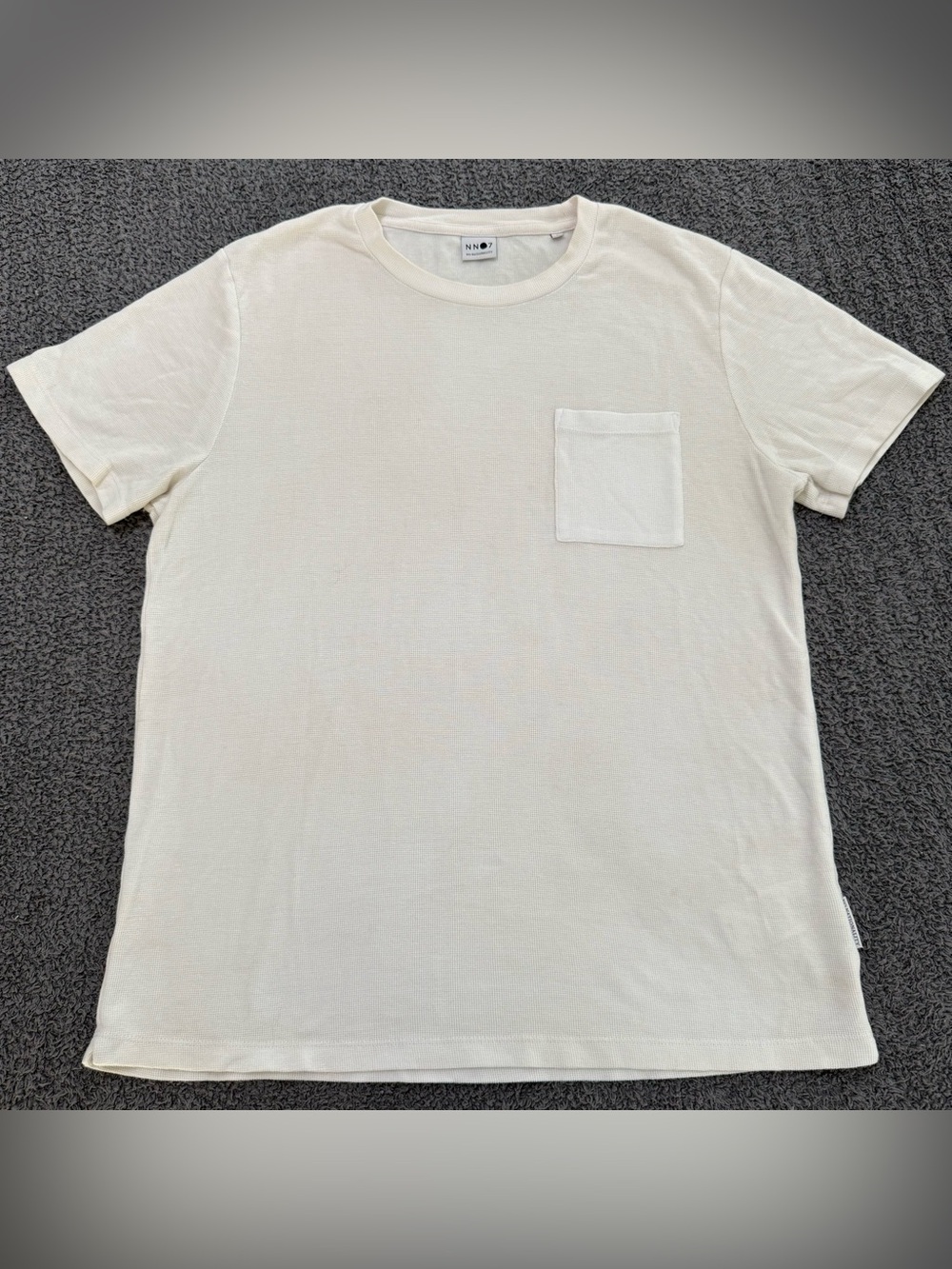 🔥 NN07 No Nationality Waffle Knit Pocket Tee Mens Large Cream